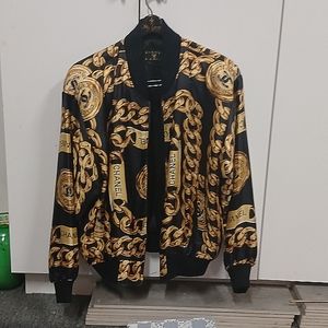 Authentic Vintage 80s Chanel Chain Zip Up Jacket Balloon Sleeve Bomber